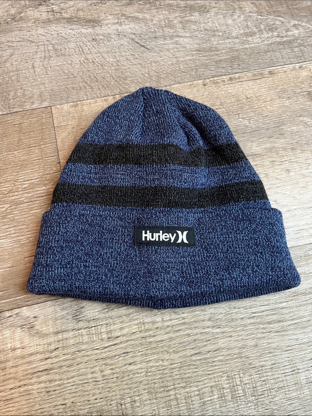 Youth Hurley Blue & Black Striped Knit Beanie